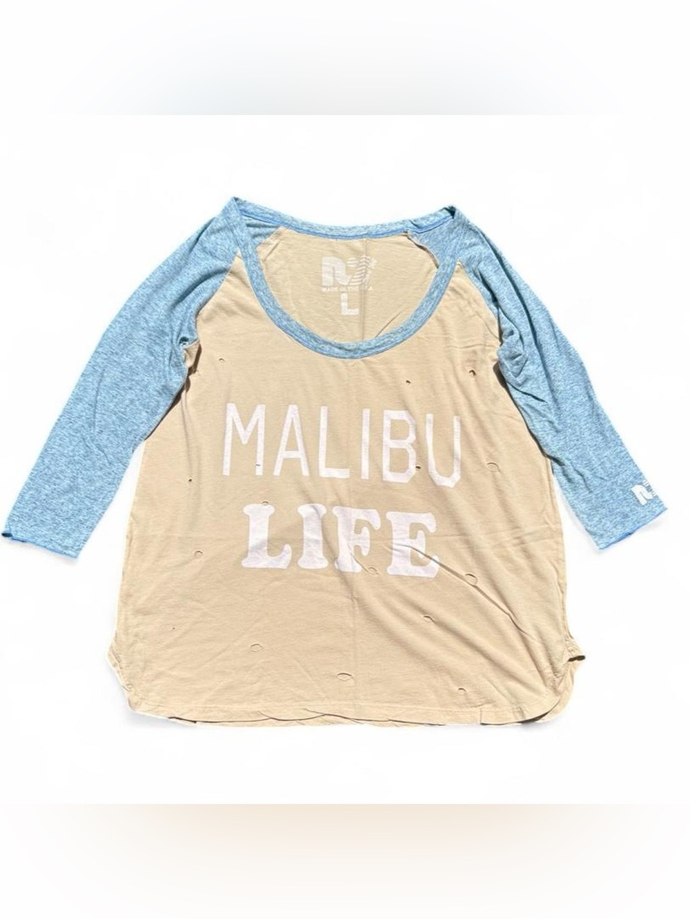 Y2K vintage Rebel Yell Malibu Life baseball 3/4 length sleeve shirt from Kitson